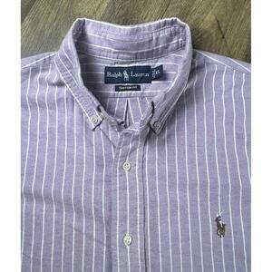 Vintage Ralph Lauren Shirt Oxford Button Down Flesh Pony Custom Fit XL Striped